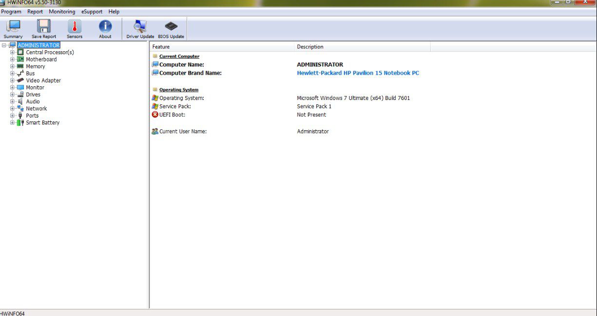 giao diện phần mềm kiểm tra độ chai pin laptop
