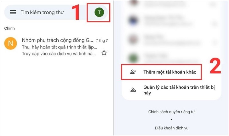 Chọn Thêm một tài khoản khác