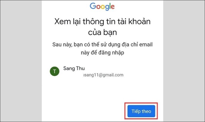 Nhấn nút Tiếp theo