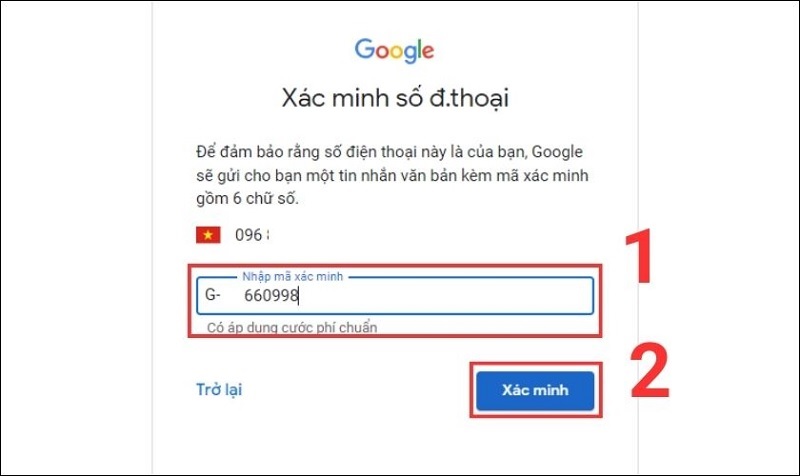 Nhấn nút Xác minh