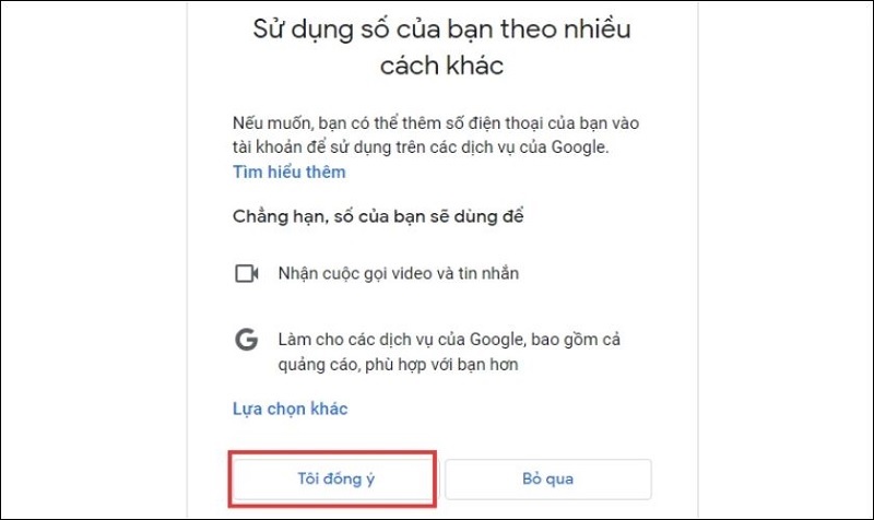 Chọn Tôi đồng ý