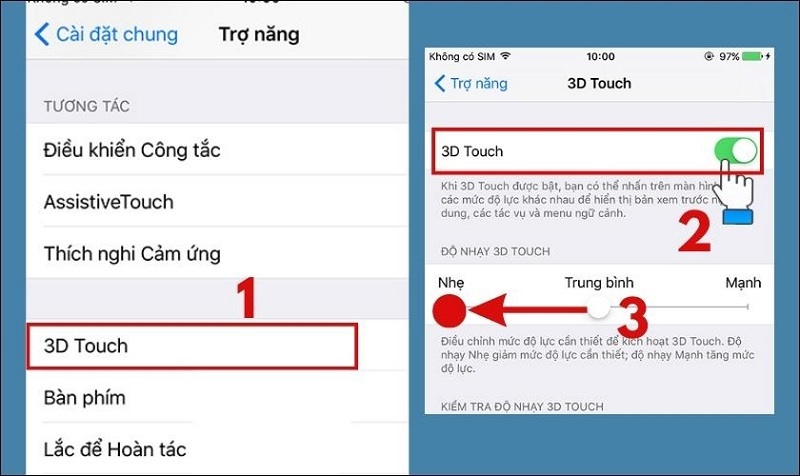 Chọn Độ nhạy cho 3D Touch