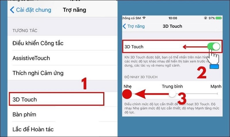 Chọn mục 3D Touch