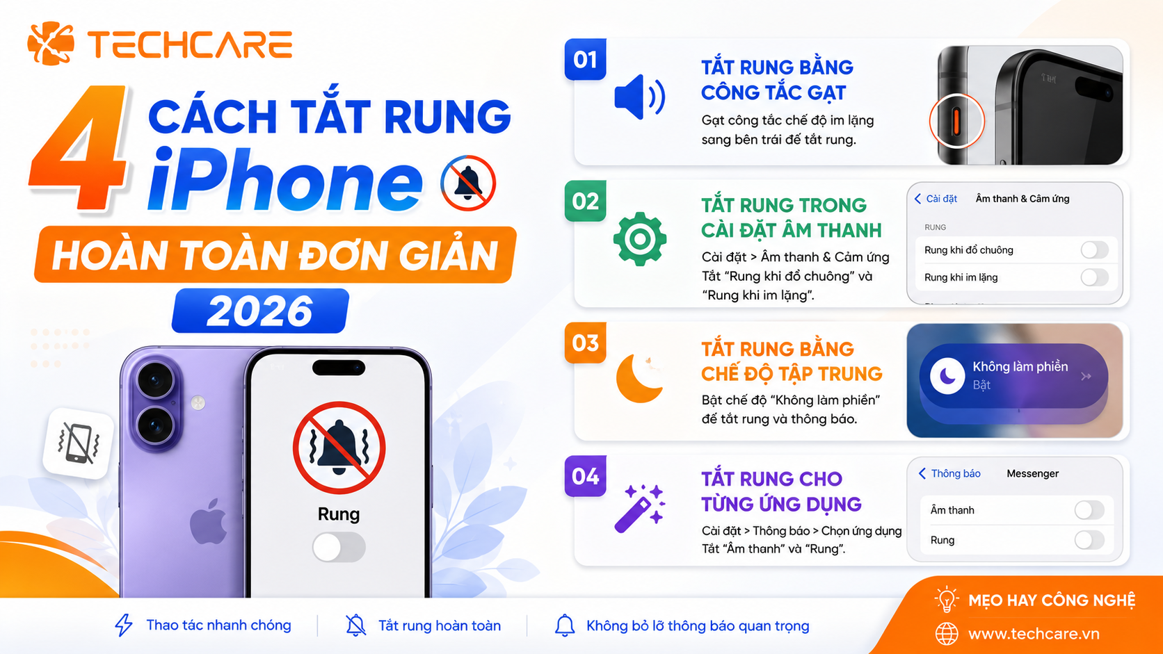4 Cách Tắt Rung iPhone Hoàn Toàn Đơn Giản 2026