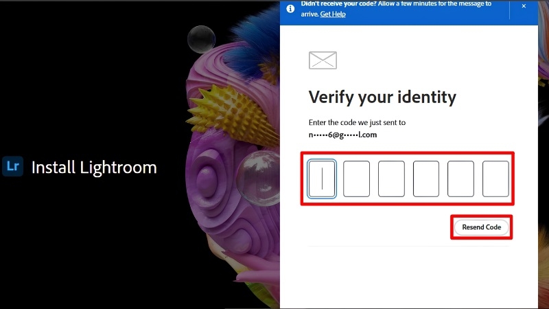 Ô nhập mã xác minh gửi về email