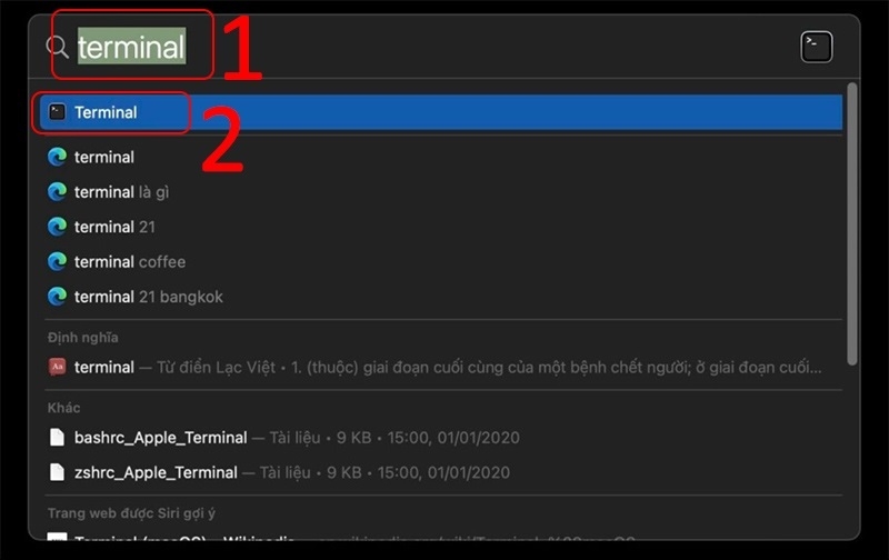 Nhập lệnh Terminal