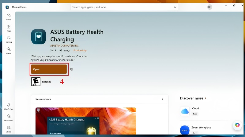 Tải ASUS Battery Health Charging từ Microsoft Store bước 4 Tải ASUS Battery Health Charging từ Microsoft Store bước 4