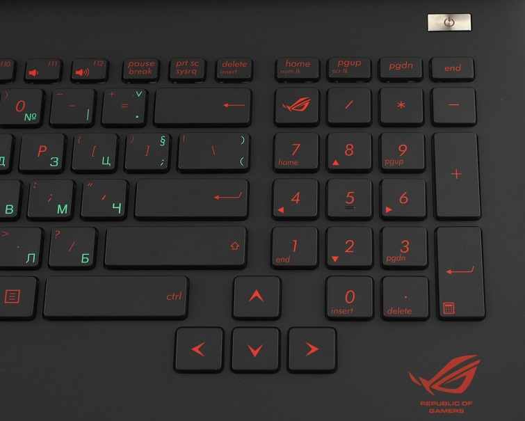 Bàn phím laptop Asus G751JL với đèn LED rực rỡ