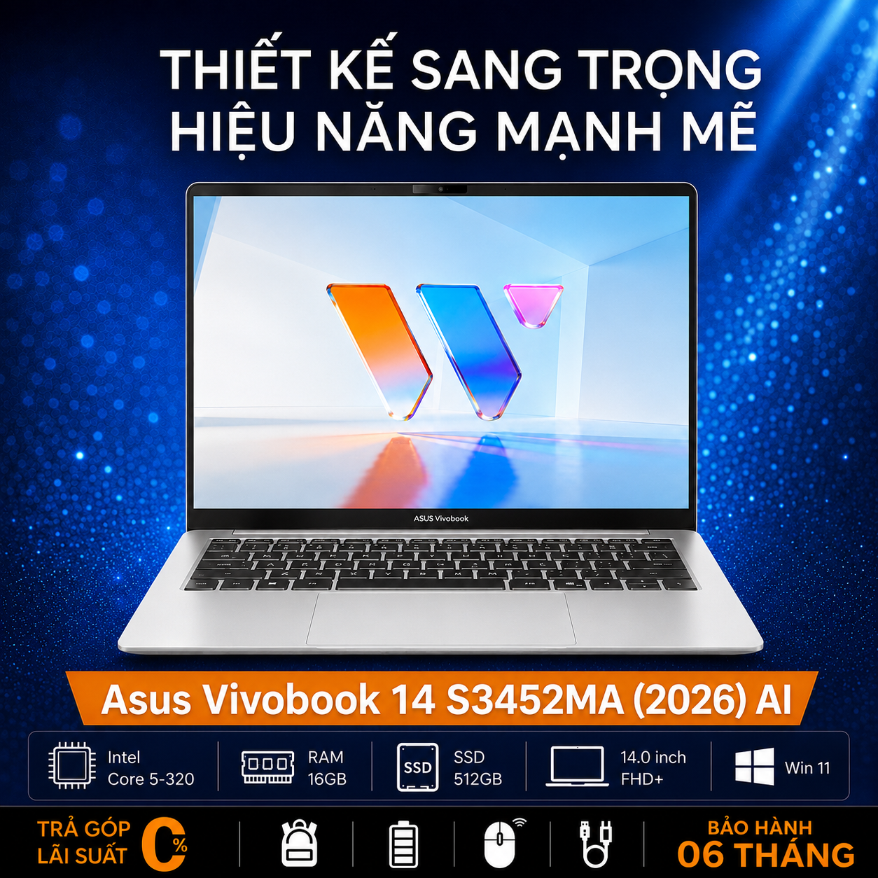 Asus Vivobook 14 S3452MA (2026) (Ai) phù hợp học tập và làm việc