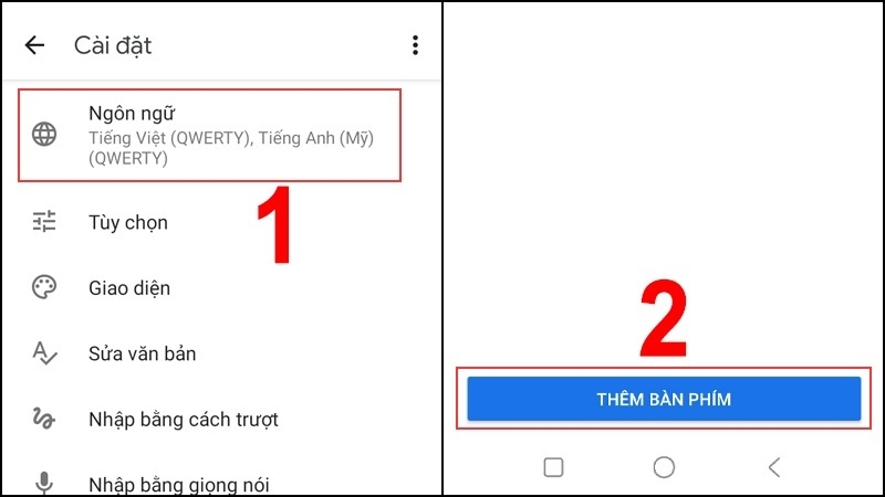 Chọn nút THÊM BÀN PHÍM
