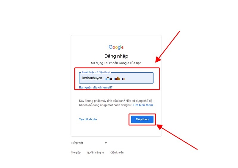 Sử dụng tài khoản Google để đăng nhập