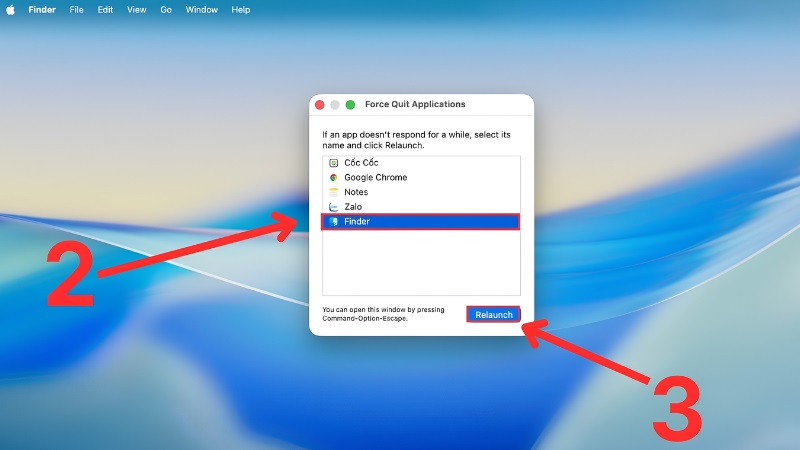 Tổ hợp phím Option Command Esc trên bàn phím Mac bước 2 Tổ hợp phím Option Command Esc trên bàn phím Mac bước 2