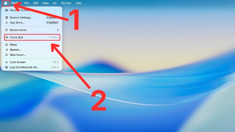 Bắt buộc thoát qua menu Apple bước 1 Bắt buộc thoát qua menu Apple bước 1