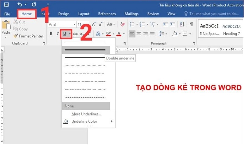 Nhấp vào biểu tượng mũi tên nằm ngay bên cạnh chữ U
