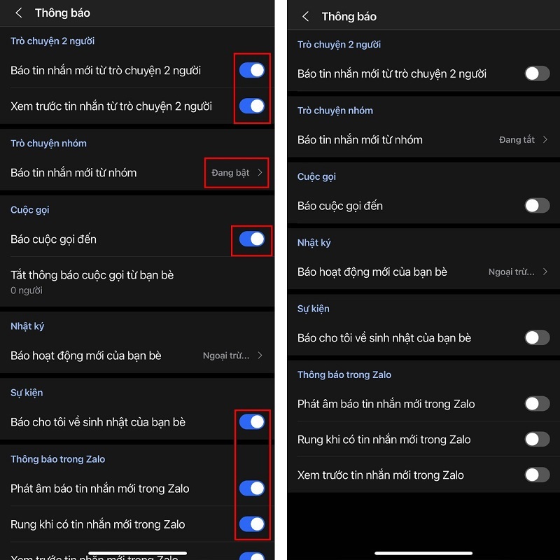 Tắt hết toàn bộ tính năng thông báo