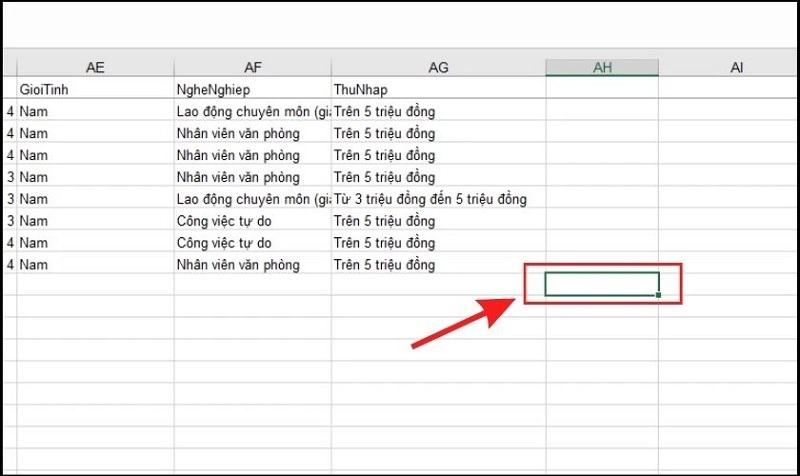 Đặt con trỏ chuột vào vị trí trong Excel mà bạn muốn ký tên