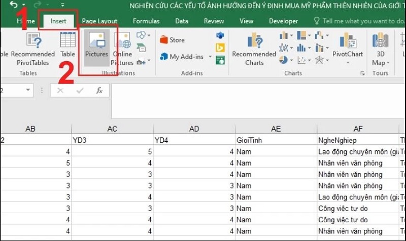 Chọn vào mục Insert