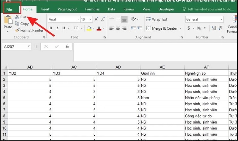 Mở file Excel