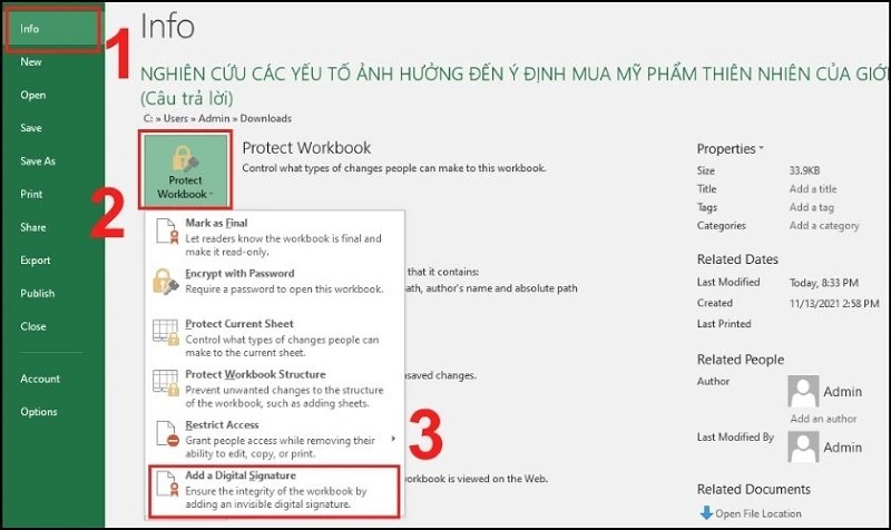 Chọn Add a Digital Signature