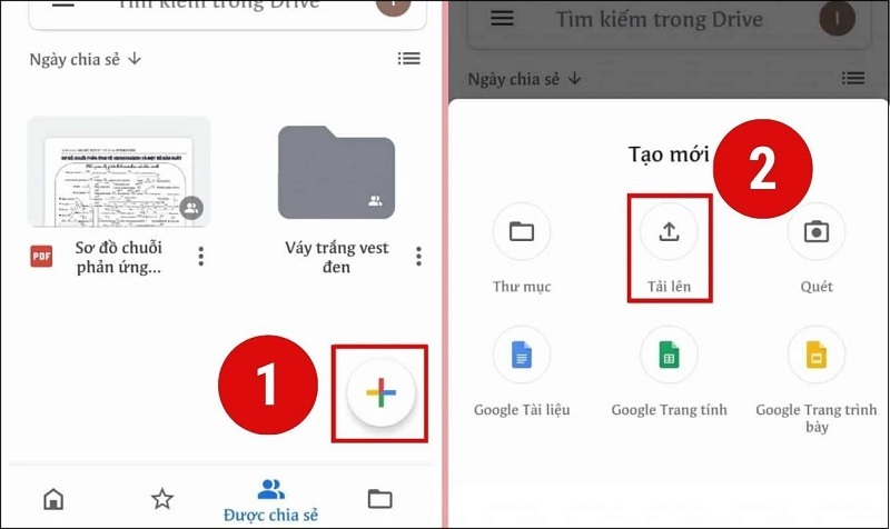 Chọn mục Tải lên