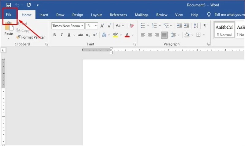 Chọn vào thẻ File