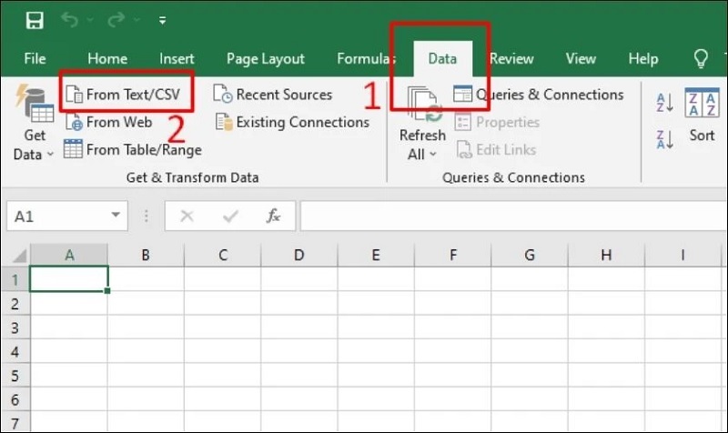 Chọn mục From Text/CSV