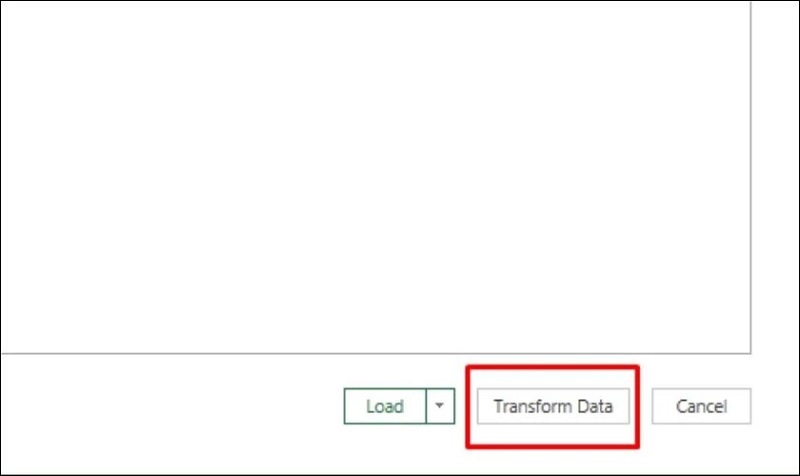 Nhấn vào nút Transform data