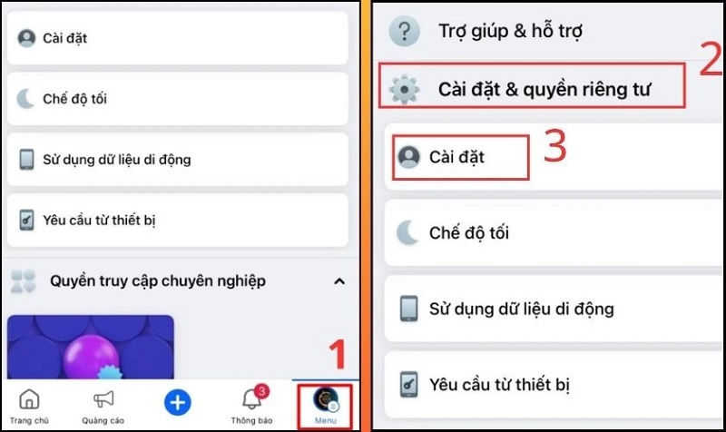 Chọn Cài đặt