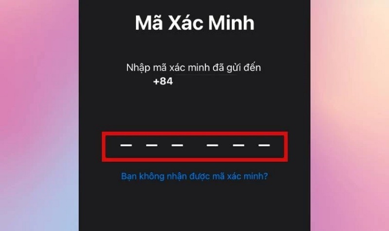 Nhập mã xác minh vừa được Apple gửi về số điện thoại