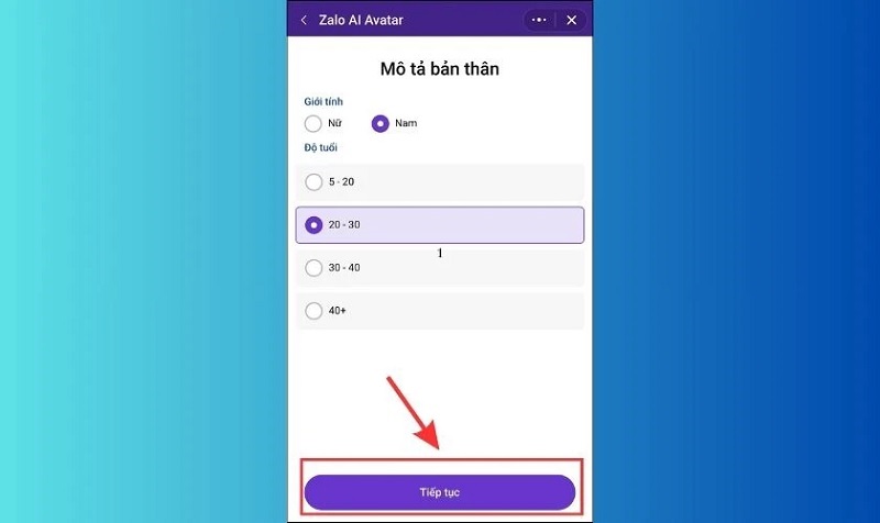 Nhấn nút Tiếp tục