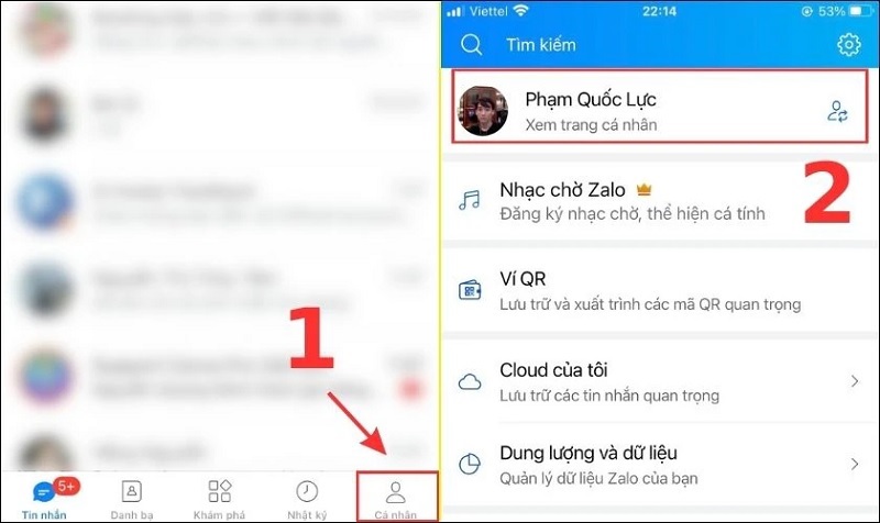 Chọn vào mục Xem trang cá nhân