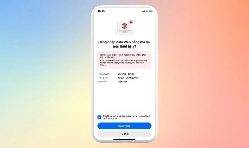 Nhấn vào nút Đăng nhập