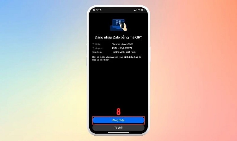 Nhấn vào nút Đăng nhập