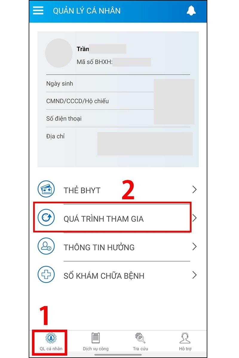 Truy cập mục “Quản lý cá nhân”