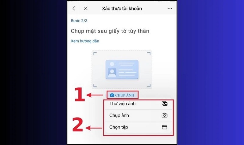 Chọn vào Chụp ảnh