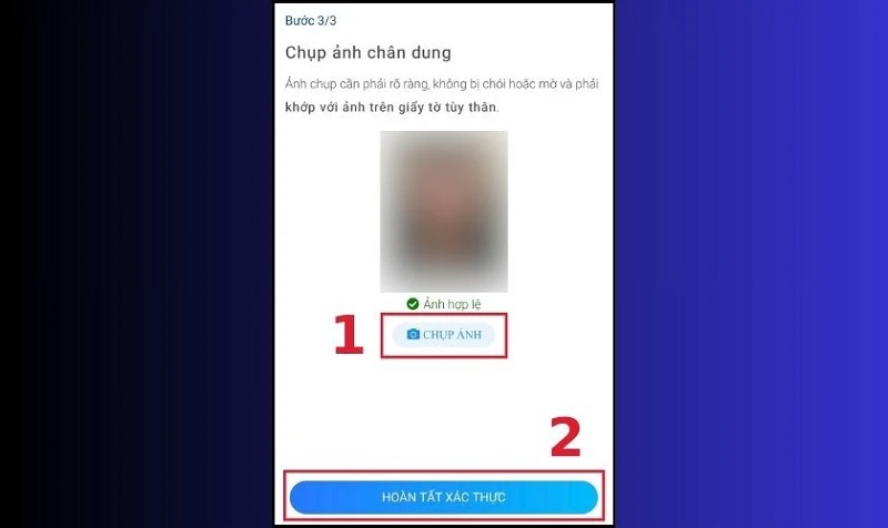 Chọn vào nút HOÀN TẤT XÁC THỰC