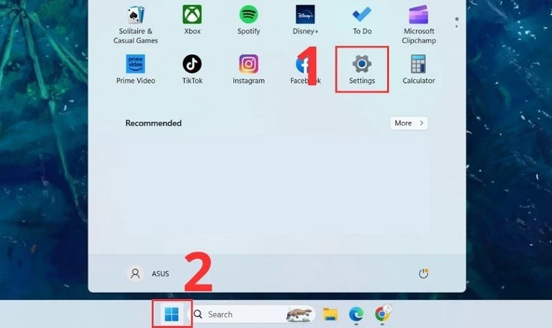 Chọn vào biểu tượng Start Menu