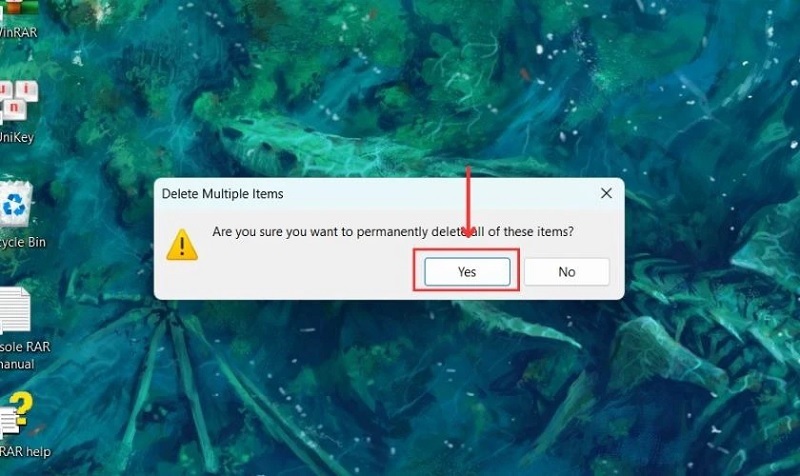 Nhấn vào nút Yes