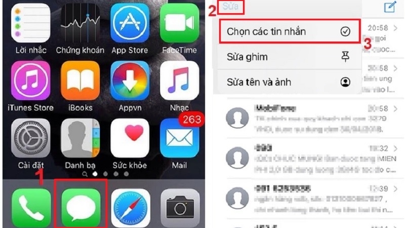 Nhấn vào tùy chọn Chọn các tin nhắn Nhấn vào tùy chọn Chọn các tin nhắn