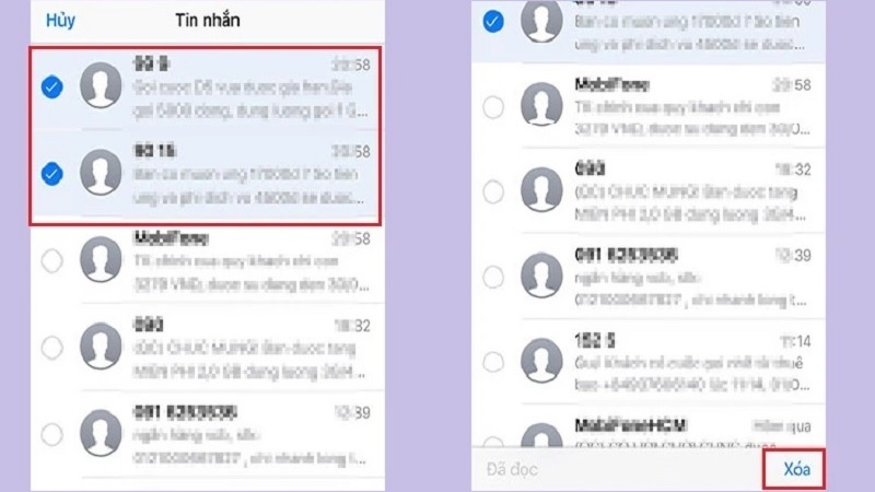 Nhấn mục Xóa Nhấn mục Xóa