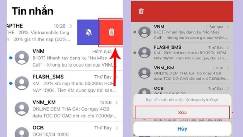 Nhấn nút Xóa Nhấn nút Xóa