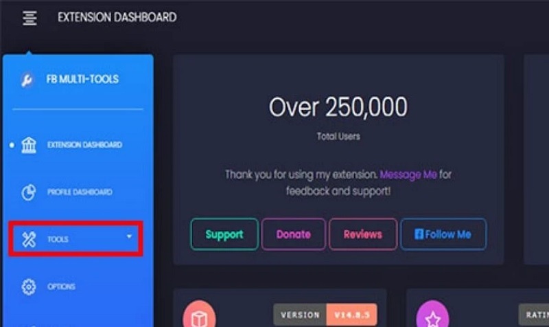 Chọn vào mục Tools
