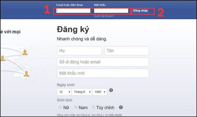 Đăng nhập vào tài khoản Facebook