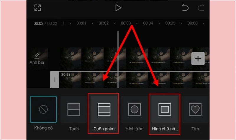 Chọn Hình chữ nhật hoặc Cuộn phim