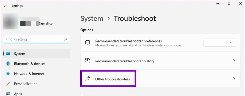 Chọn vào mục Other troubleshooters