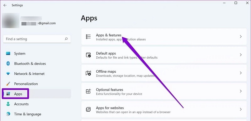 Nhấn vào mục Apps