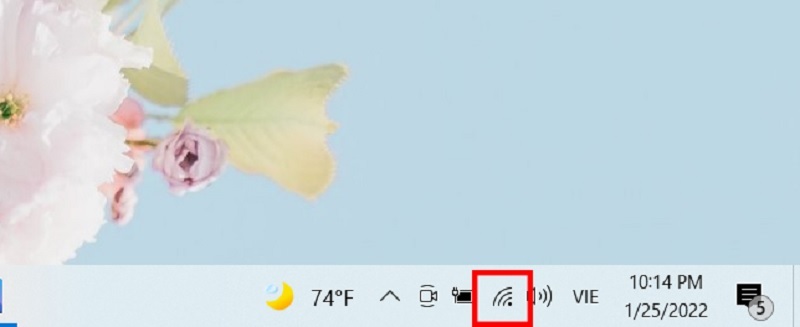 Nhấn vào biểu tượng Wifi