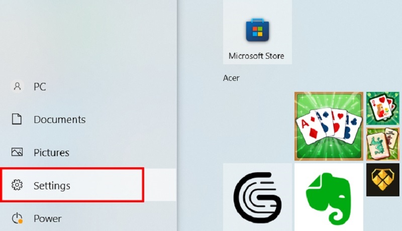Chọn vào biểu tượng hình răng cưa Settings