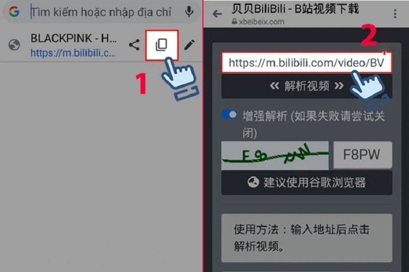 Dán đường link video vừa được sao chép ở trên vào khung tìm kiếm