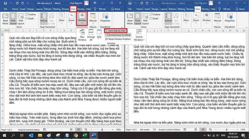 Mở 2 file Word cùng lúc trên màn hình